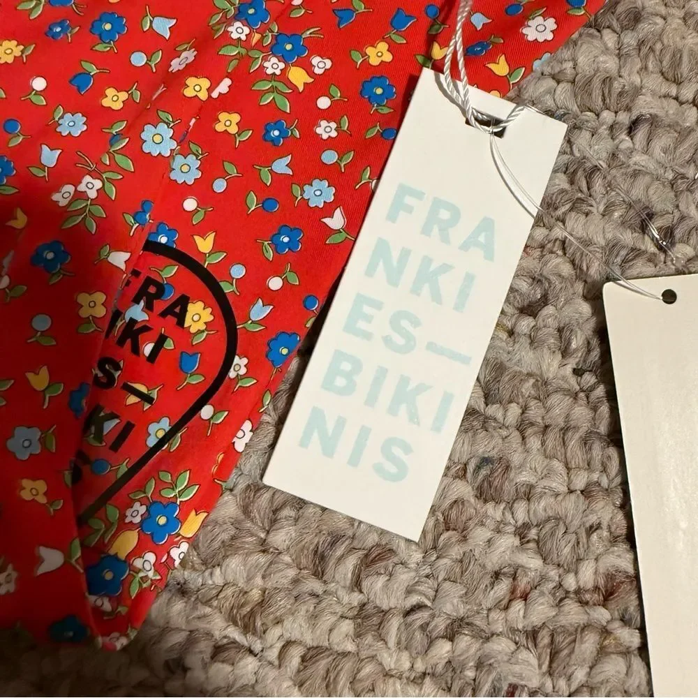 NWT Frankie’s Bikinis Kealy Tie Side Cheeky Bikini Bottom Seaside Farm- Size XL